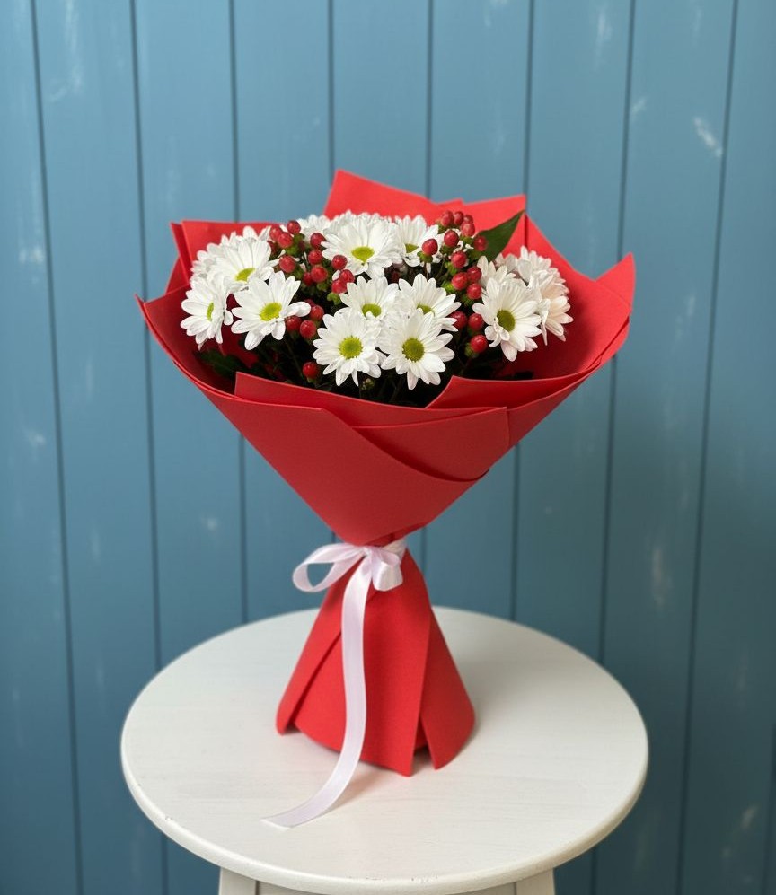 Букет ягоды на снегу в Краснотурьинске Букет цветов из: Хризантемы в Краснотурьинске