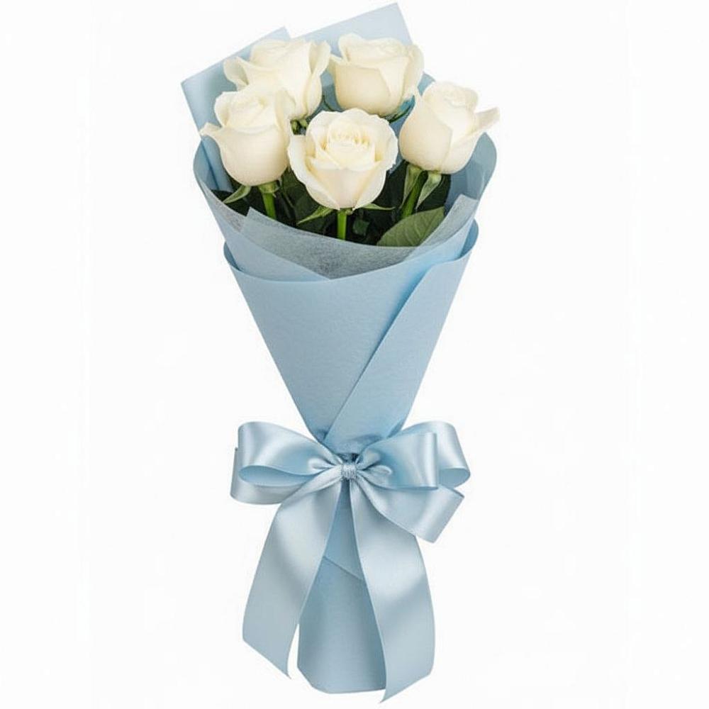 5 Белых роз Проуд в Краснотурьинске Букет 5 Белых роз Проуд в Краснотурьинске