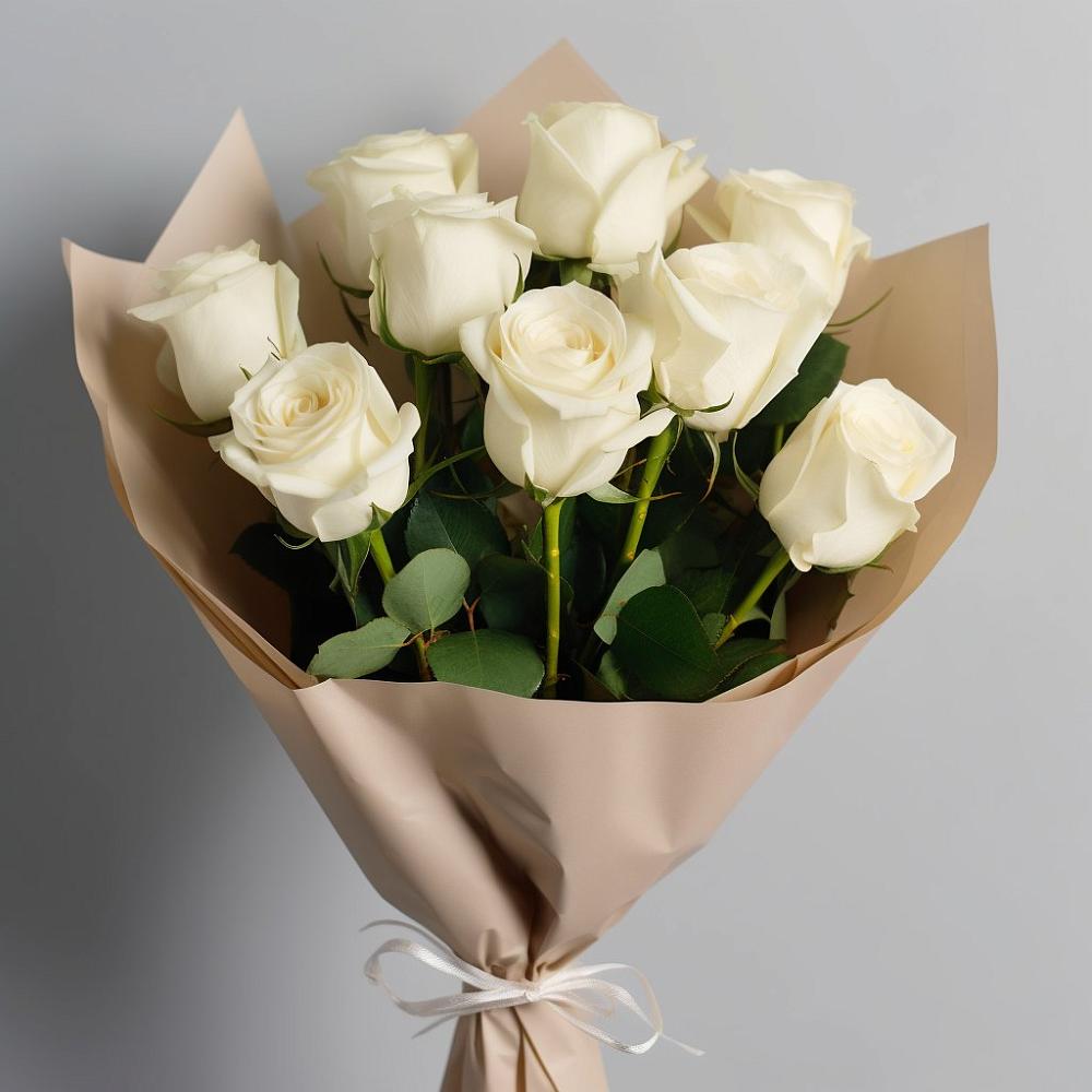 9 Белых роз Эдлесс Лав в Краснотурьинске Букет 9 Белых роз Эдлесс Лав в Краснотурьинске