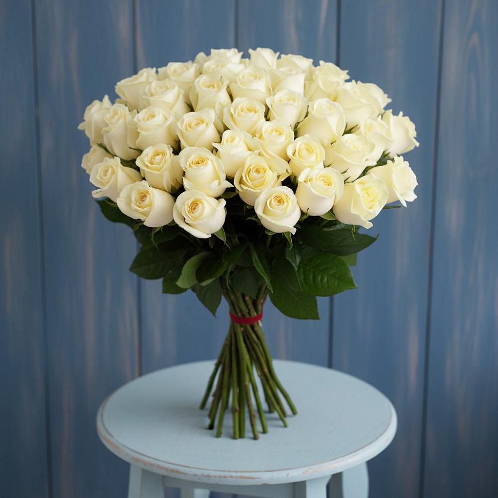 51 Белая роза Эдлесс Лав в Краснотурьинске Букет 51 Белая роза Эдлесс Лав в Краснотурьинске