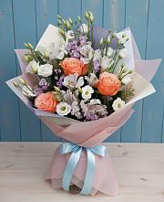 Букет Утренняя свежесть #REPLACE_PRED# Краснотурьинске Букет цветов из:  Лизиантусы, Розы, Альстромерии и Гипсофила #REPLACE_PRED# Краснотурьинске