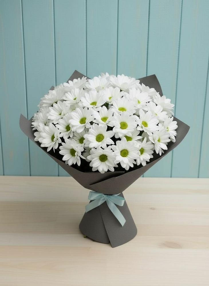 Букет белые хризантемы в Краснотурьинске Букет цветов из: Хризантемы в Краснотурьинске