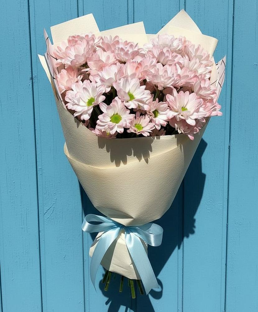 Букет Розовые хризантемы в Краснотурьинске Букет цветов из: Хризантемы в Краснотурьинске