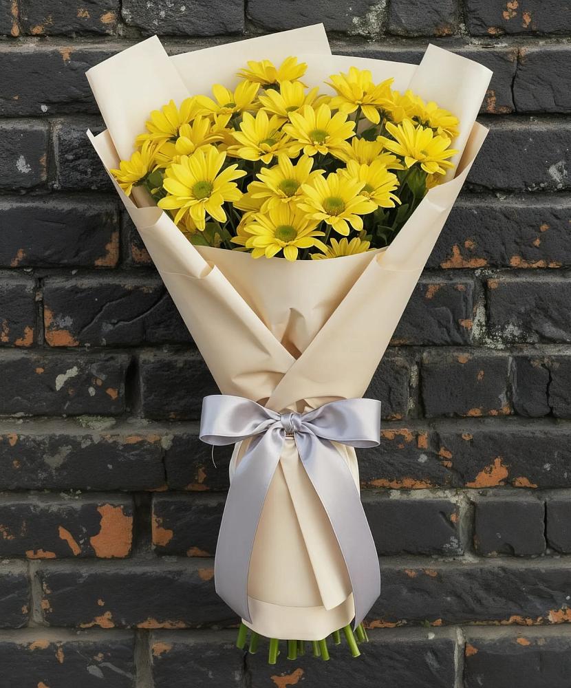 Букет Желтое настроение в Краснотурьинске Букет цветов из: Хризантемы в Краснотурьинске
